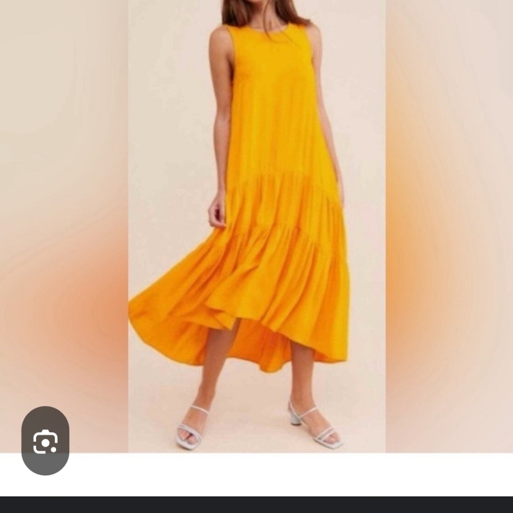 Anthropologie Yellow Tiered Ruffled Sundress for Resort Wear